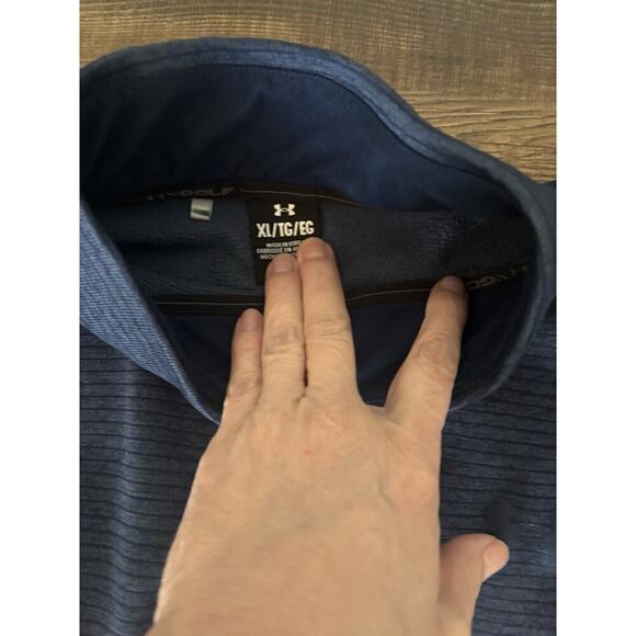 Under Armour Quarter Zip Mens XL Therma Fit Pullover Blue Fleece Lined Comfy 1/4 - Picture 6 of 7